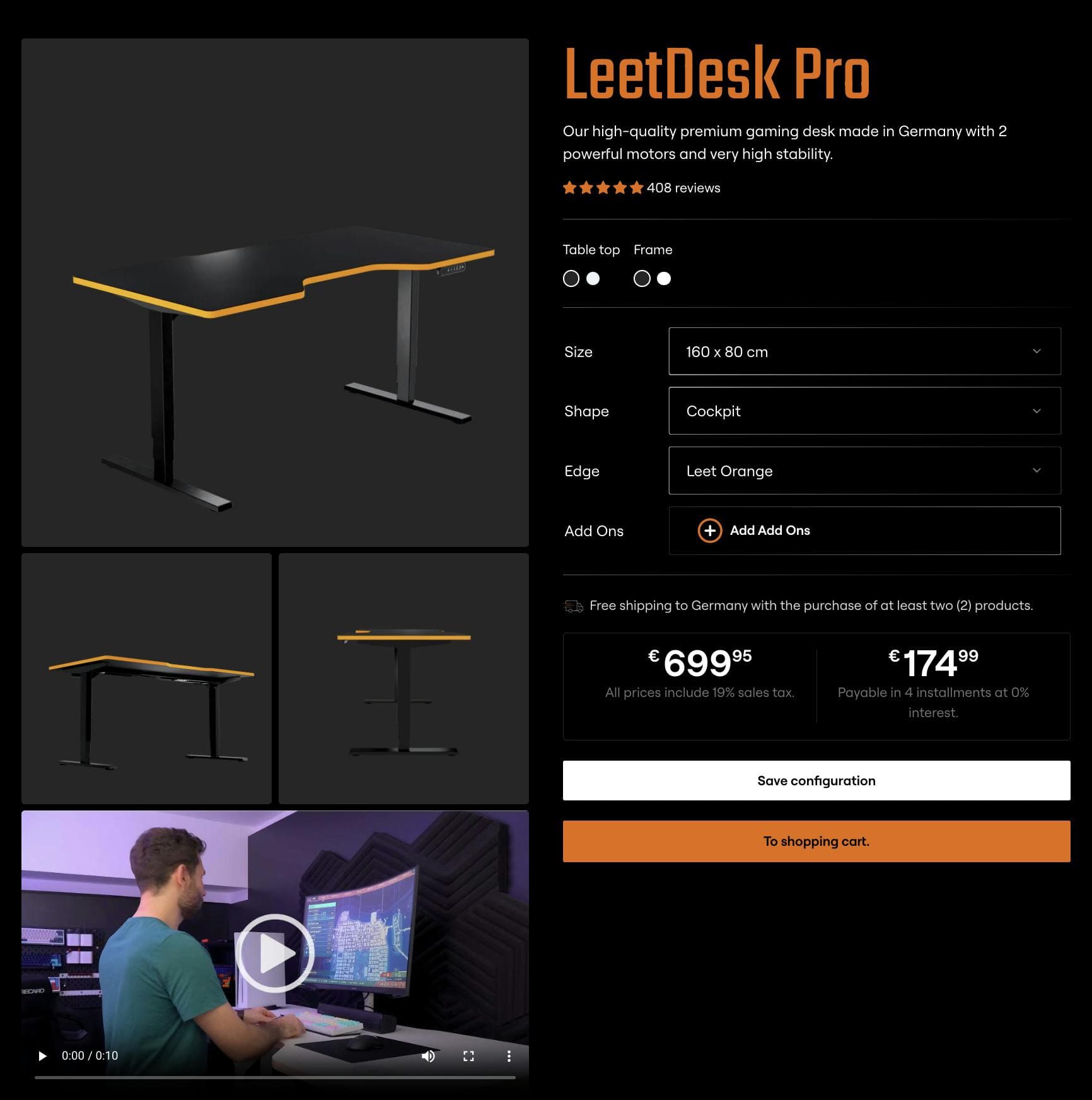 LeetDesk Pro Konfigurator